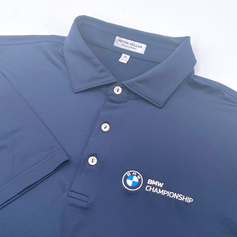 Peter Millar Summer Comfort BMW Championship Golf Polo Shirt Navy Blue Mens XL